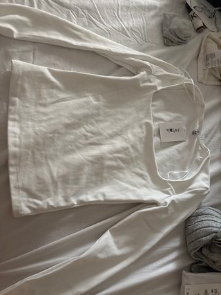 Top blanco manga larga S