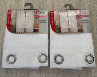 2 cortinas visillo semitransparente blanco 140x260