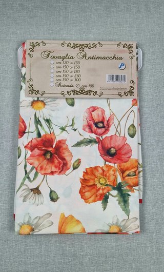 Tovaglia antimacchia papaveri 140x300