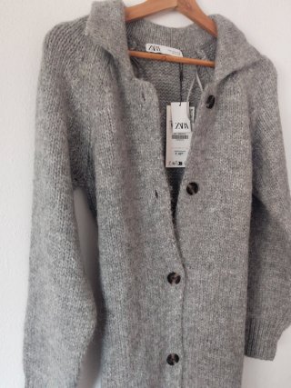 Cárdigan Zara largo gris talla S
