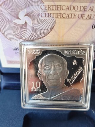 2 Monedas 1 onza plata pura Picasso. Proof