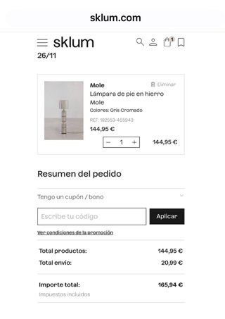 Lámpara de pie Sklum
