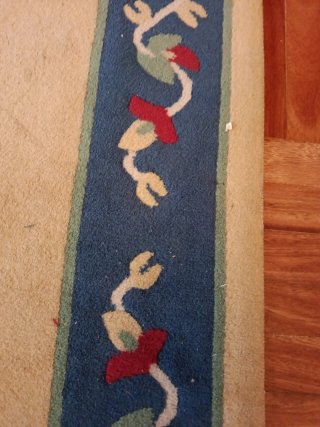 Alfombra Beige y Azul con Diseño Floral