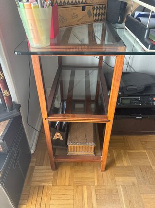 Scrivania in vetro e legno
