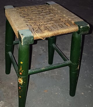 9 Taburetes de Madera con Asiento de Yute