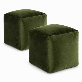 2 Pouf in Velluto Verde 30cm