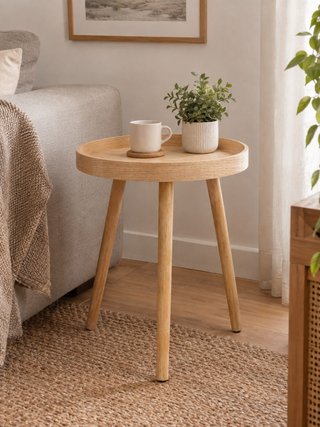 Mesa auxiliar redonda de madera