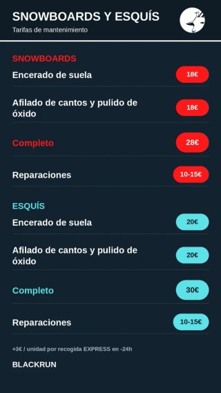 Encerado y Afilado Snowboard y Esquís · Granollers