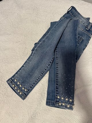Pantalón Vaquero con Perlas