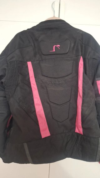 Chaqueta de Moto para Mujer Negra y Rosa