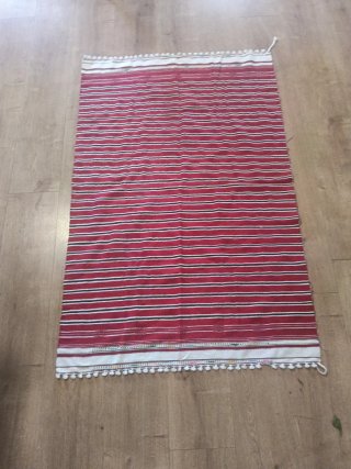 Alfombra de Rayas Roja y Blanca