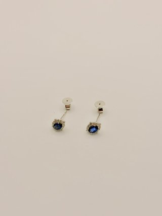 PENDIENTES ORO BLANCO 18K CON ZAFIRO Y DIAMANTES