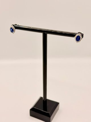 PENDIENTES ORO BLANCO 18K CON ZAFIRO Y DIAMANTES