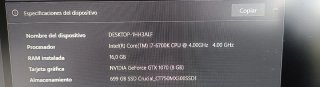 PC Sobremesa i7, GTX 1070, 16GB RAM