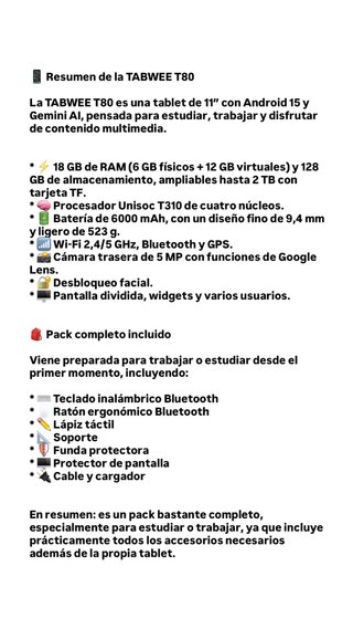 Tablet Android 15 con Pack Completo