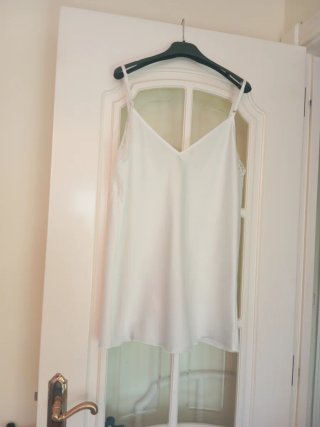 Camiseta Lencera Blanca con perrita rosa/ brillos