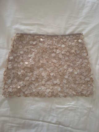 Falda Zara lentejuelas beige/dorada