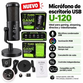 Micrófono USB Gaming U-120 RGB Nuevo