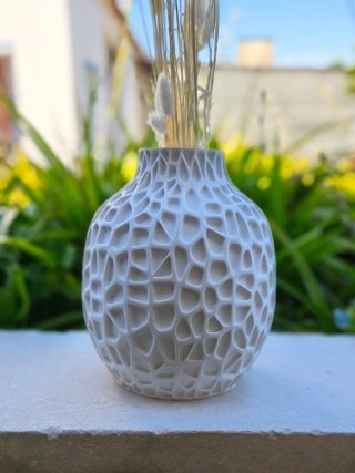 Vaso Voronoi Texturizado Branco