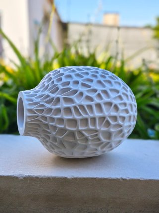 Vaso Voronoi Texturizado Branco