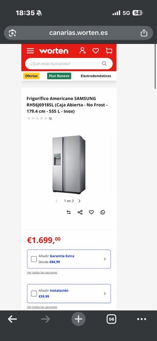 Nevera Americana Samsung 555L Inox