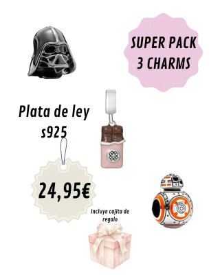 Pack 3 Charms de Plata de Ley S925