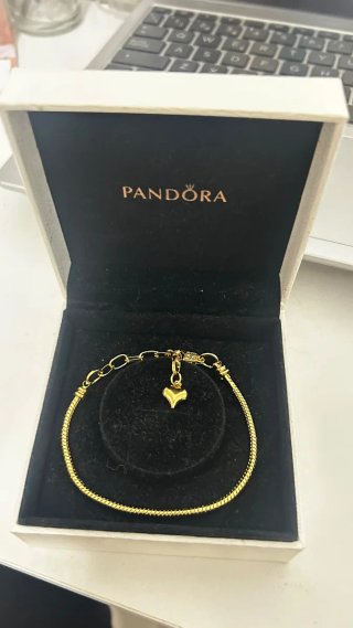 Pulsera estilo Pandora Corazón Dorado