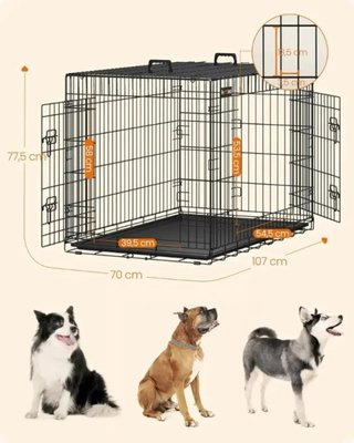 Jaula de perro XL plegable Feandrea 107×70×77,5 cm