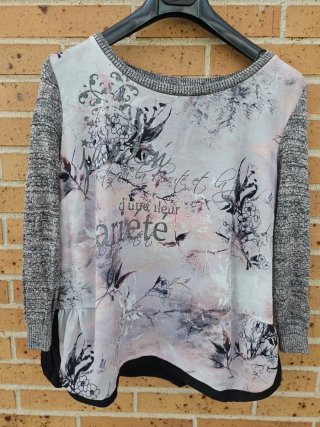 Blusa Estampada con Mangas de Punto