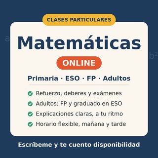 Clases particulares de Matemáticas online