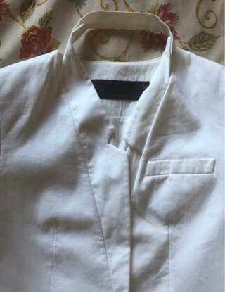 Blazer americana Zara Studio tipo lino blanca