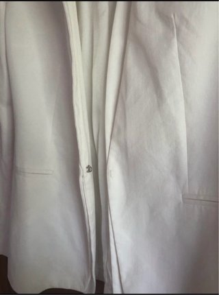 Blazer americana Zara Studio tipo lino blanca