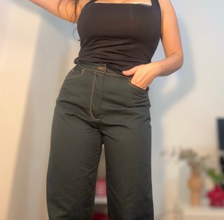 Pantalón denim y naranja estilo de trabajo M