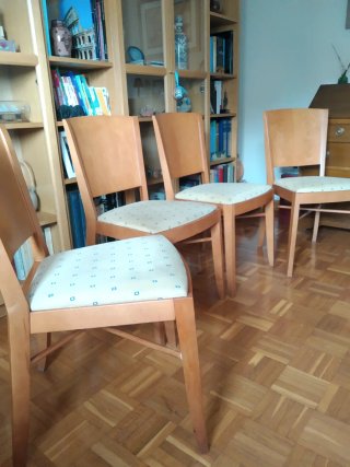 4 Sillas Comedor Madera Cerezo Tapizadas