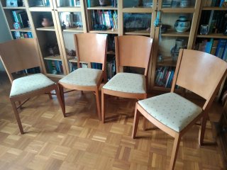 4 Sillas Comedor Madera Cerezo Tapizadas