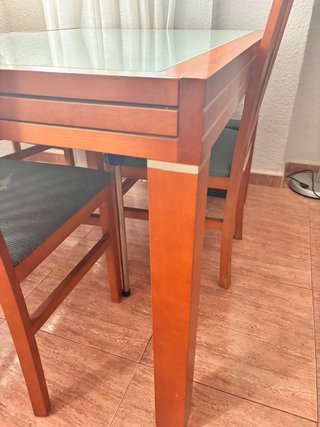 Mesa Comedor Extensible Madera y Cristal