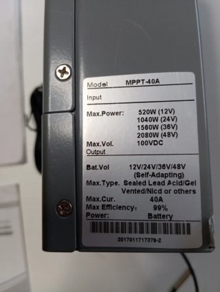 Regulador Solar MPPT 40A EcoSolar 12V/24V/36V/48V