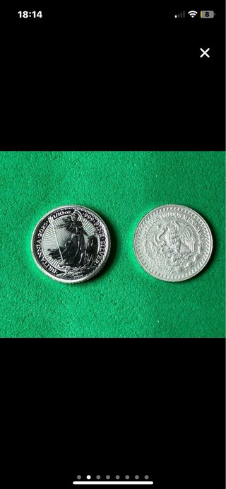 Lote 2 Monedas Plata Britannia y México