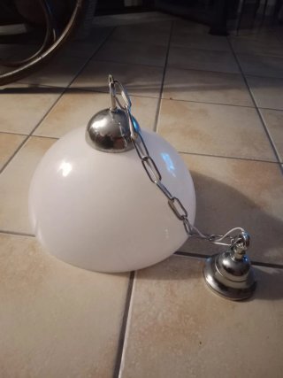 Lampadario a sospensione bianco e argento