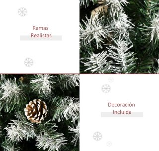 Árbol de Navidad Artificial 180 cm con Nieve con 8