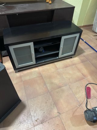 Mobile TV Nero con Porte in Vetro