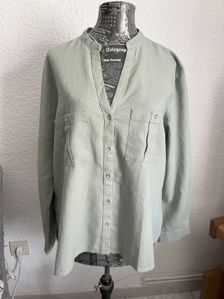Camisa verde cuello mao