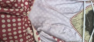 Traje flamenca corto lunares granate flecos T36