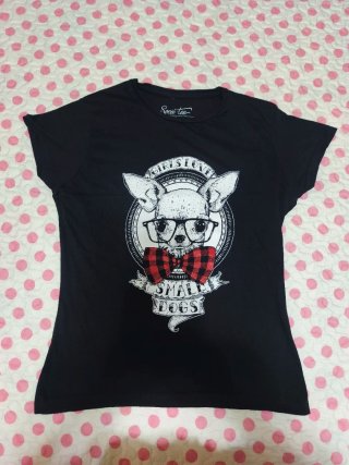 Camiseta Negra Mujer Girls Love Small Dogs
