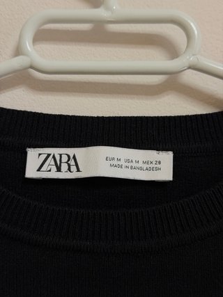 Camiseta manga larga negra Zara Talla M