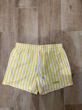Bañador rayas blanco y amarillo