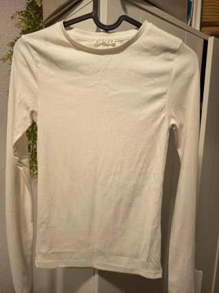 Polo manga larga BASICS blanco mujer