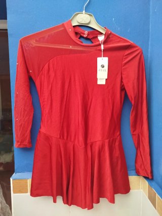 Vestido maillot de danza/patinaje iEFIEL rojo Nuev