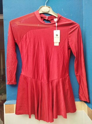 Vestido maillot de danza/patinaje iEFIEL rojo Nuev