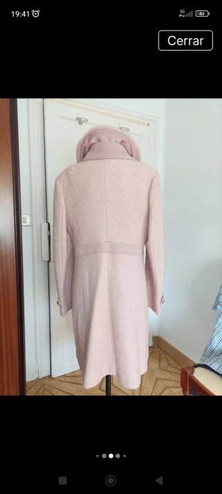 Abrigo lana rizada rosa palo